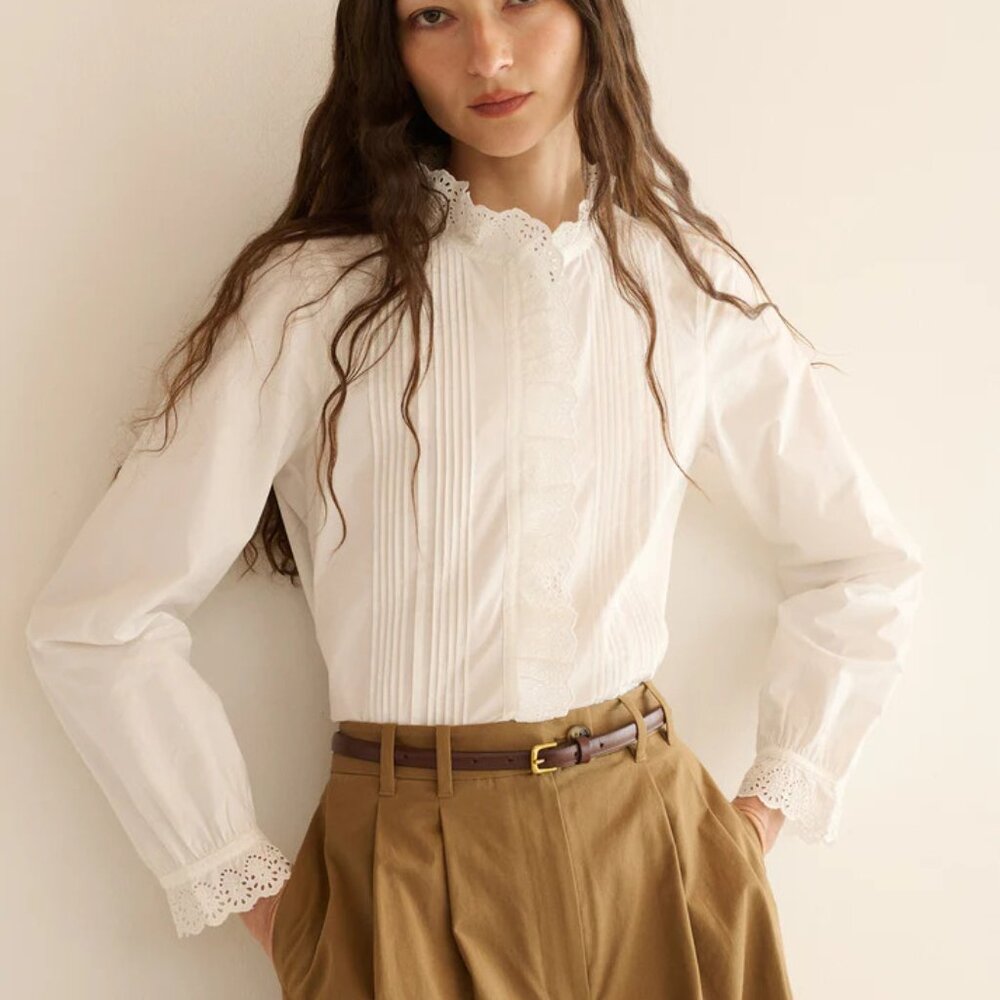 Doen Leandra Top, Size S, in Salt, 100% Cotton